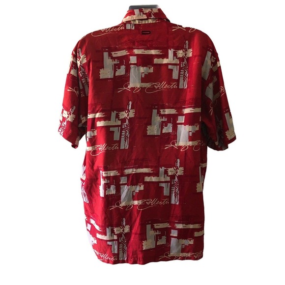 Vtg Fubu Men's S/S Button Up Shirt Sz XL All over Graphics Red EUC - Picture 2 of 7